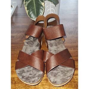 Pierre Dumas Size 11 Chantal 4 wedge cork heel sandals Whiskey